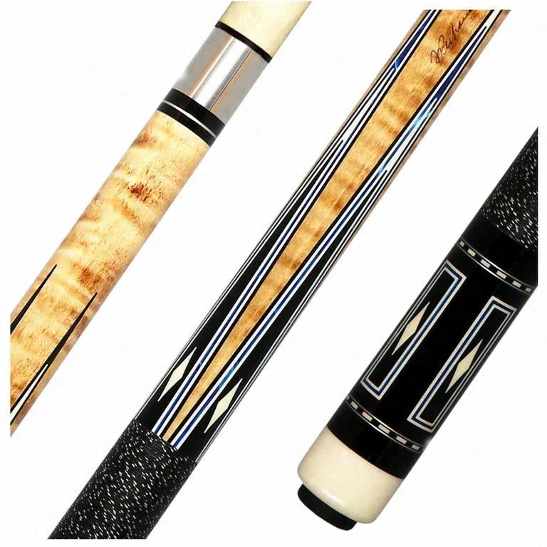 Pechauer Pro Series P16R Natural Stained Maple with Blue Juma and Black Points Pool Cue