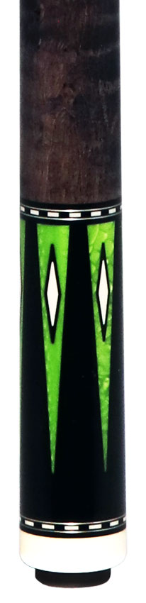 Pechauer Pro R Series Ebony-Stained Maple with Green Exotic Points No Wrap Pool Cue