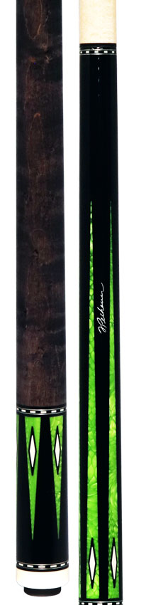 Pechauer Pro R Series Ebony-Stained Maple with Green Exotic Points No Wrap Pool Cue