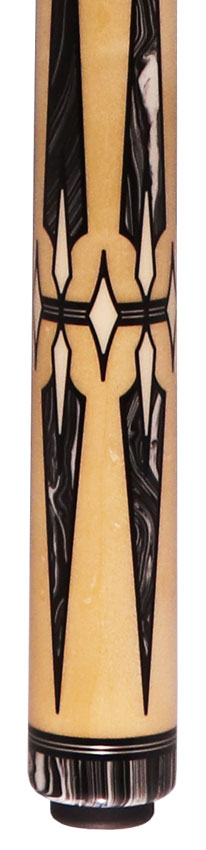 Pechauer Pro R Series No-Stained Maple with Black and White Malachite Points No Wrap Pool Cue