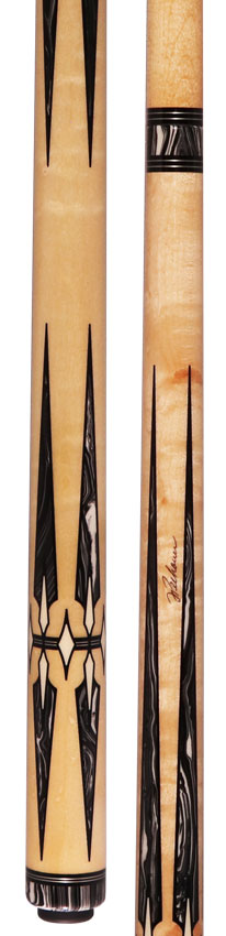 Pechauer Pro R Series No-Stained Maple with Black and White Malachite Points No Wrap Pool Cue