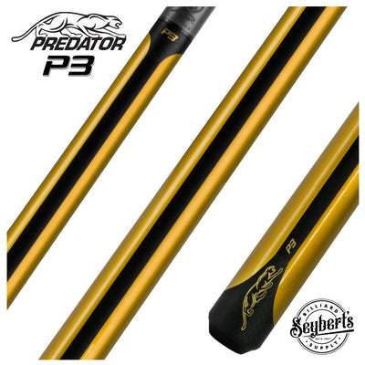 Predator P3 Metallic Gold No Wrap Pool Cue - Uniloc
