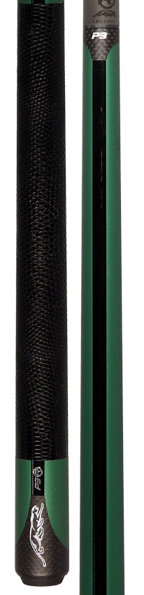 Predator P3 Matte Metallic Green Pool Cue with Genuine Exotic Black Lizard Wrap - Uniloc