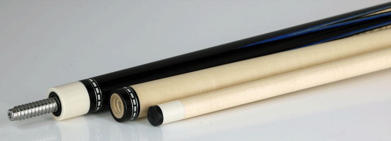 Jim Pierce Custom Cues - 12 Point With Ebony and Curly Maple  - (2) Maple Shafts
