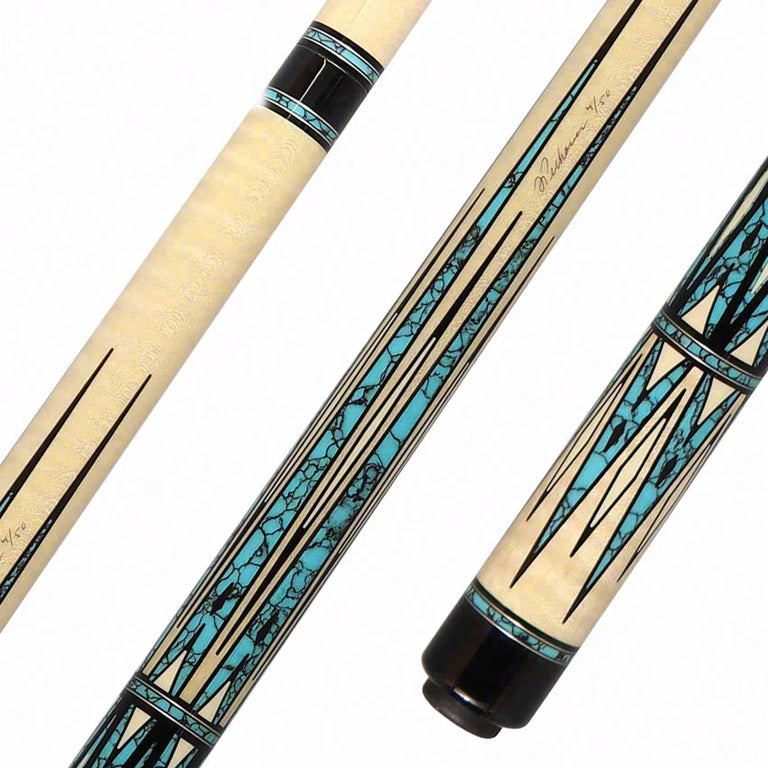 Pechauer Limited Edition PL32 Natural Stained Maple with Turquoise Points Pool Cue