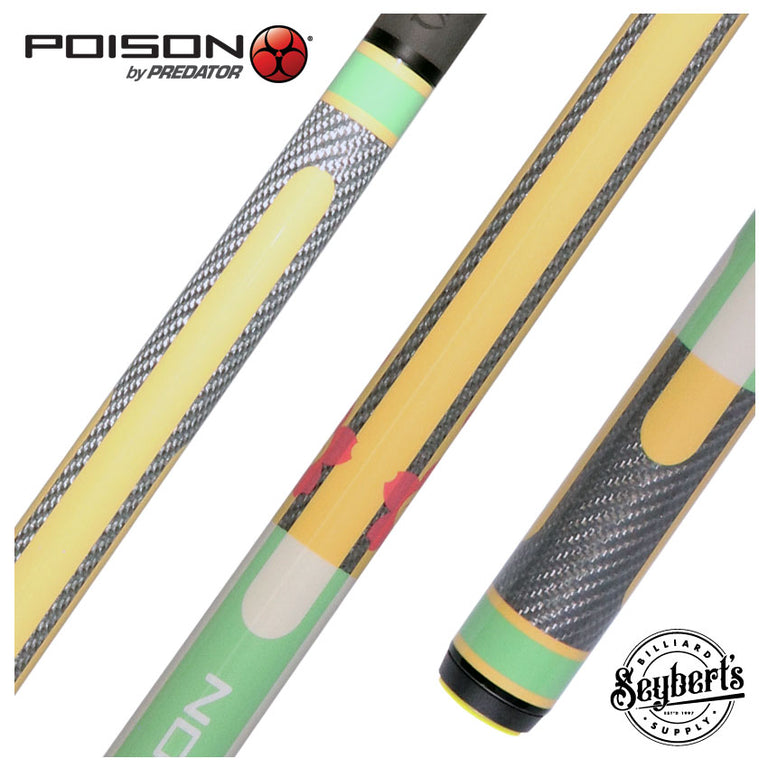 Poison Candy Sugar No Wrap Pool Cue - Light Green and Peach with 12.4mm Venom Carbon Shaft