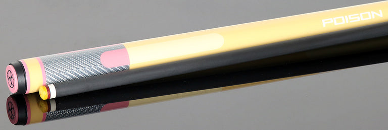 Poison Candy Sugar No Wrap Pool Cue - Peach and Pink with 12.4mm Venom Carbon Shaft