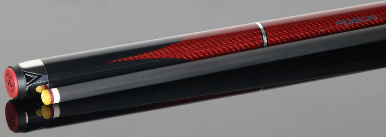Poison Maelith No Wrap Pool Cue - Black and Red with 12.4mm Venom Carbon Shaft