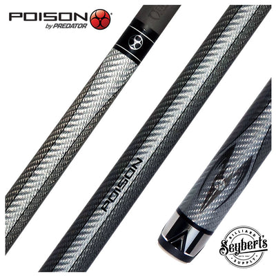 Poison Maelith No Wrap Pool Cue - Dark Gray and Gray with 12.4mm Venom Carbon Shaft