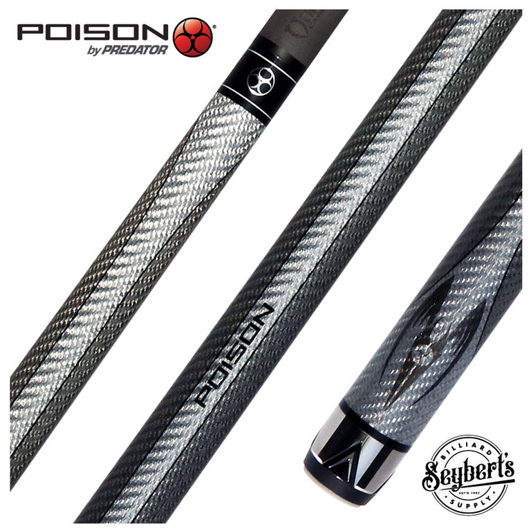 Poison Maelith No Wrap Pool Cue - Dark Gray and Gray with 12.4mm Venom Carbon Shaft