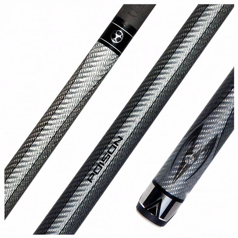 Poison Maelith No Wrap Pool Cue - Dark Gray and Gray with 12.4mm Venom Carbon Shaft