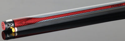 Poison Maelith No Wrap Pool Cue - Gray and Red with 12.4mm Venom Carbon Shaft