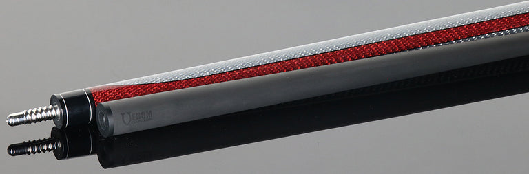 Poison Maelith No Wrap Pool Cue - Gray and Red with 12.4mm Venom Carbon Shaft