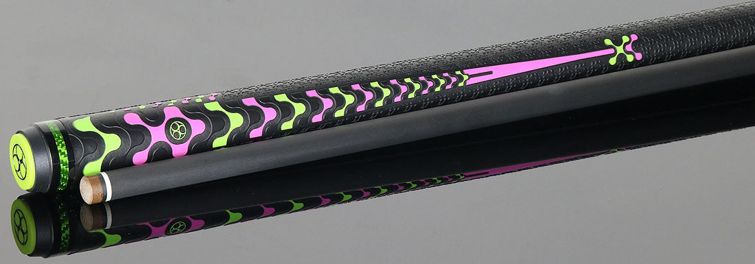 Poison VX BRKX Sport Wrap Jump/Break Pool Cue - Green and Pink