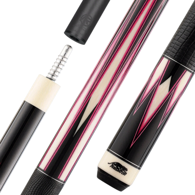 Predator Truesplice 16 Ebony Forearm with Pink and Black Veneers Pool Cue with Lizard Wrap - Radial