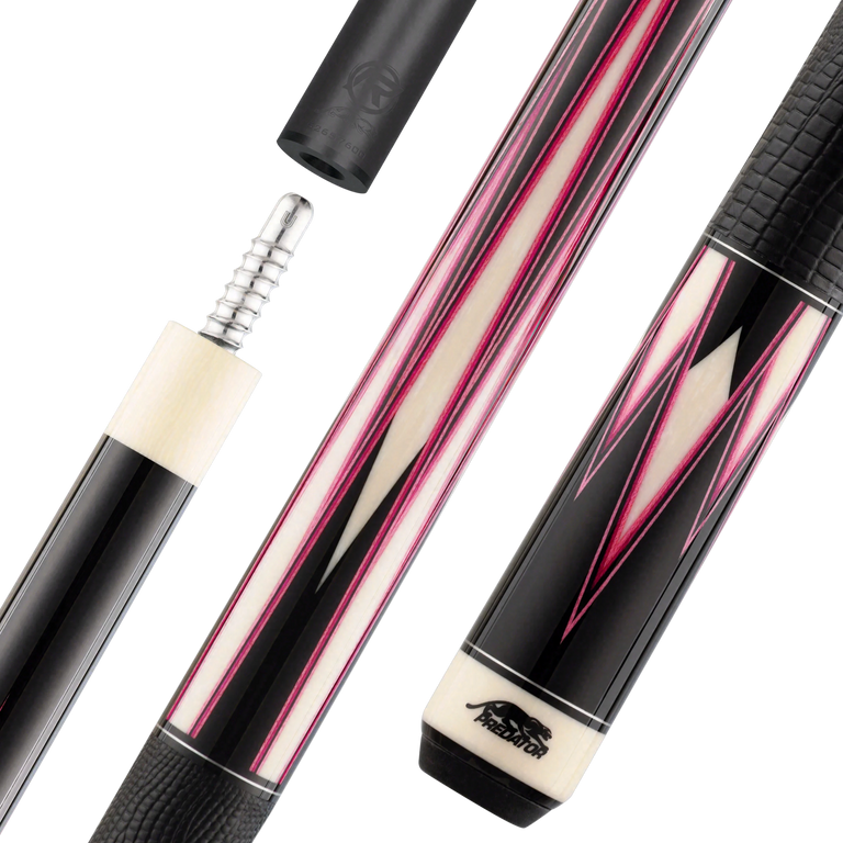 Predator Truesplice 16 Ebony Forearm with Pink and Black Veneers Pool Cue with Lizard Wrap - Radial