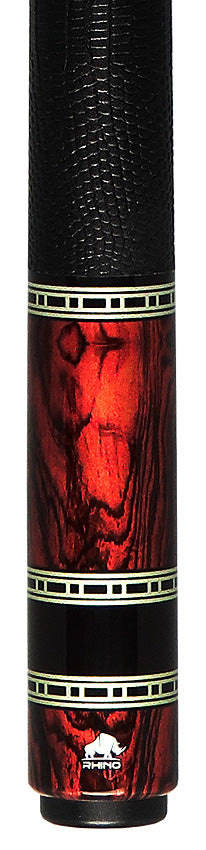 Rhino Retro Series Cocobolo Graphic Carbon Pool Cue with Embossed Lizard Wrap