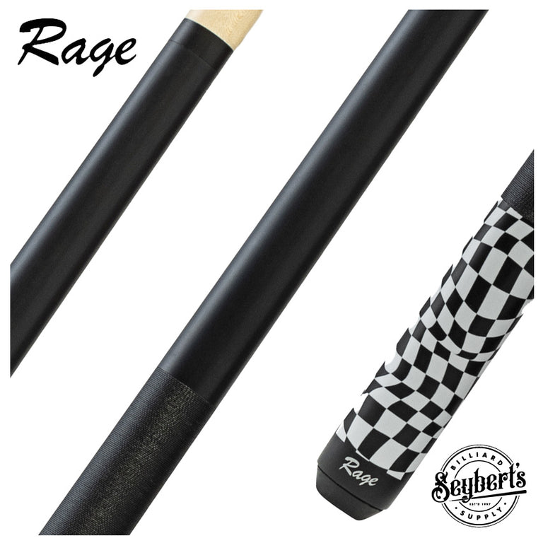 Rage Black Warped Checkers Pool Cue with Nylon Wrap