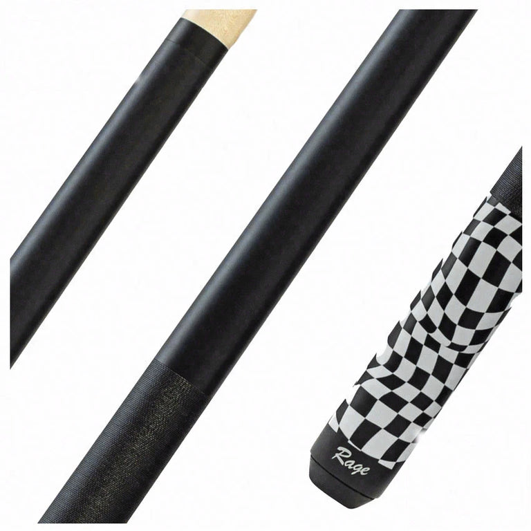Rage Black Warped Checkers Pool Cue with Nylon Wrap