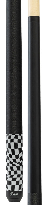 Rage Black Warped Checkers Pool Cue with Nylon Wrap