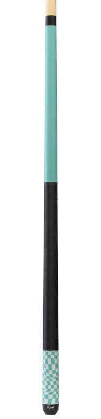 Rage Sky Blue Warped Checkers Pool Cue with Pressed Nylon Wrap