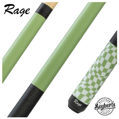 Rage Lime Green Warped Checkers Pool Cue with Pressed Nylon Wrap