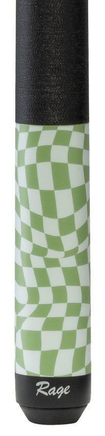 Rage Lime Green Warped Checkers Pool Cue with Pressed Nylon Wrap