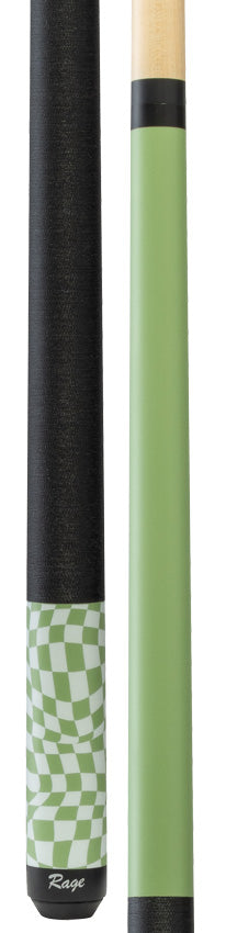 Rage Lime Green Warped Checkers Pool Cue with Pressed Nylon Wrap