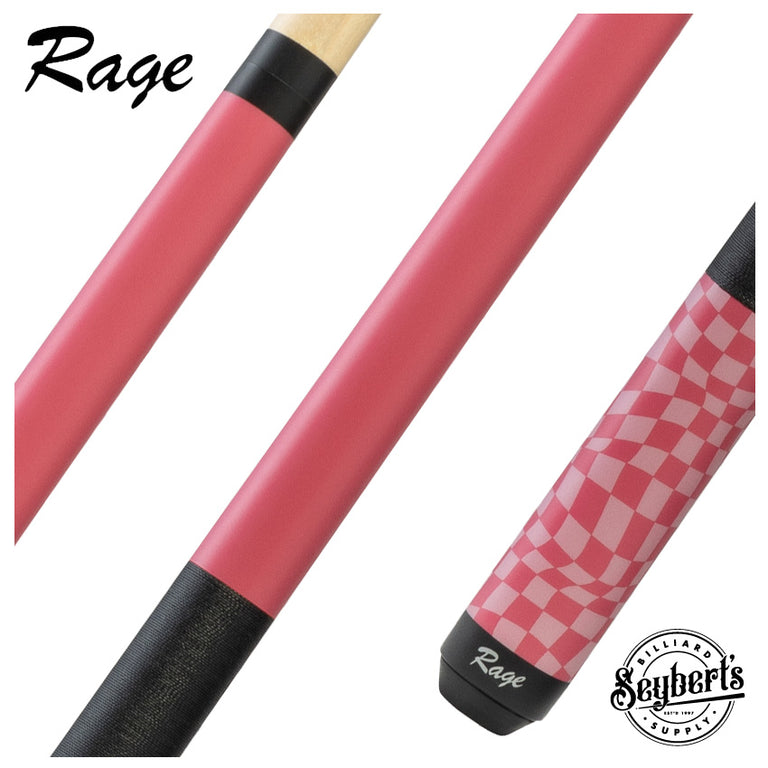 Rage Dark Fuchsia Warped Checkers Pool Cue with Pressed Nylon Wrap