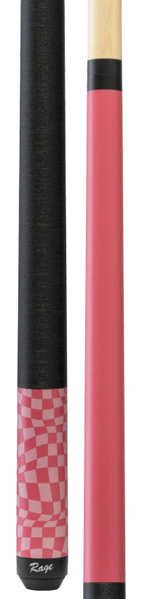 Rage Dark Fuchsia Warped Checkers Pool Cue with Pressed Nylon Wrap