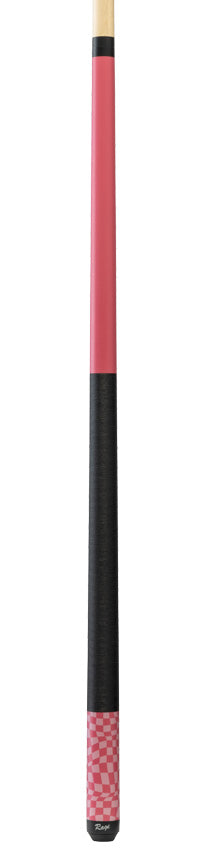 Rage Dark Fuchsia Warped Checkers Pool Cue with Pressed Nylon Wrap