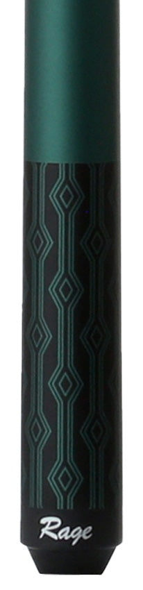 Rage Matte Peacock Green with Black Diamond Pattern Graphic Wrapless Pool Cue