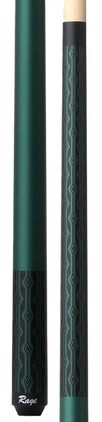 Rage Matte Peacock Green with Black Diamond Pattern Graphic Wrapless Pool Cue