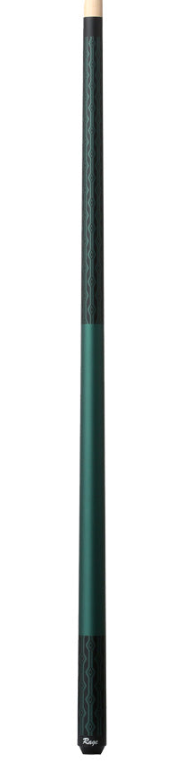 Rage Matte Peacock Green with Black Diamond Pattern Graphic Wrapless Pool Cue