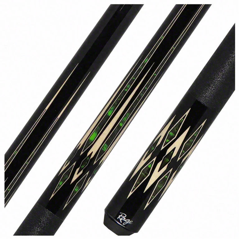 Rage Black with Natural and Green Points Pool Cue - RG186