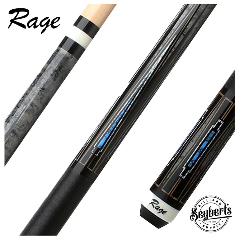 Rage Blue Deco Graphic Pool Cue with Black Nylon Wrap