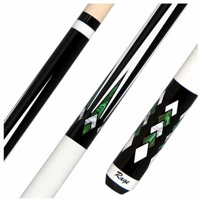 Rage Black with White and Green Points Pool Cue - RG221