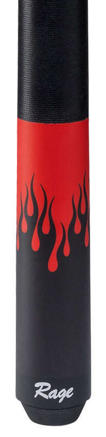 Rage Matte Red Forearm and Black Flames Pool Cue with Black Linen Wrap