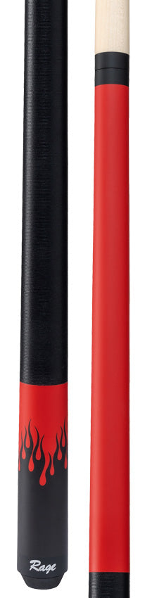 Rage Matte Red Forearm and Black Flames Pool Cue with Black Linen Wrap