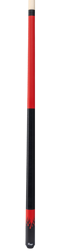 Rage Matte Red Forearm and Black Flames Pool Cue with Black Linen Wrap