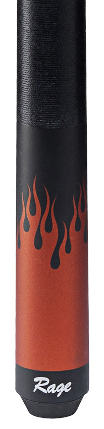 Rage Matte Black Forearm and Orange Flames Pool Cue with Black Linen Wrap