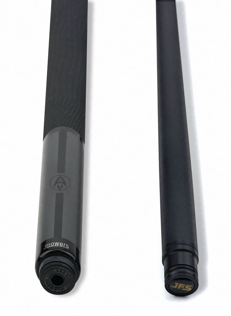 JFlowers Legends Series Rodney Morris Gray Pool Cue with Black Lizard Wrap and Carbon Shaft