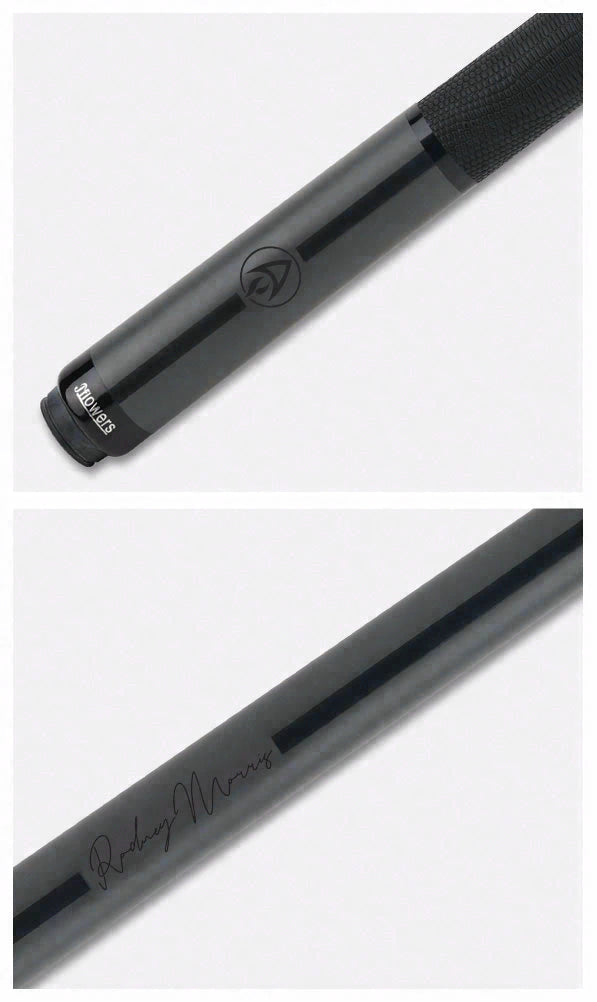 JFlowers Legends Series Rodney Morris Gray Pool Cue with Black Lizard Wrap and Carbon Shaft