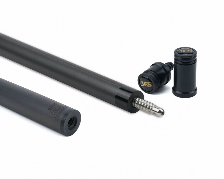 JFlowers Legends Series Rodney Morris Gray Pool Cue with Black Lizard Wrap and Carbon Shaft