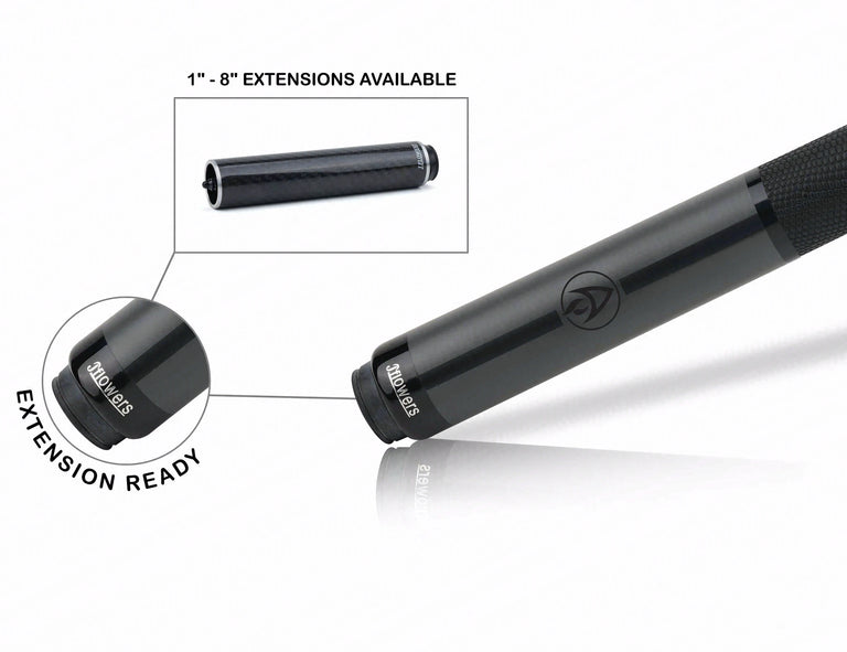 JFlowers Legends Series Rodney Morris Gray Pool Cue with Black Lizard Wrap and Carbon Shaft