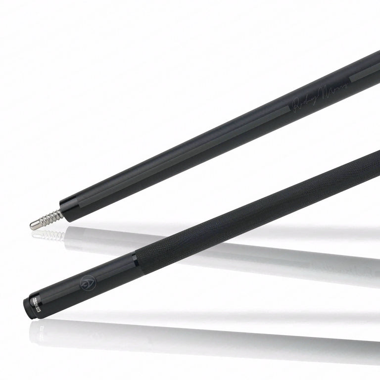 JFlowers Legends Series Rodney Morris Black Pool Cue with Black Lizard Wrap and Carbon Shaft