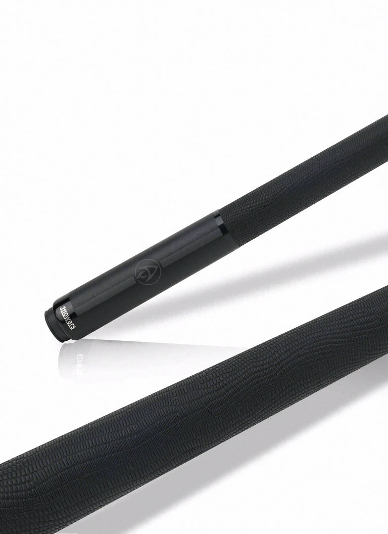 JFlowers Legends Series Rodney Morris Black Pool Cue with Black Lizard Wrap and Carbon Shaft