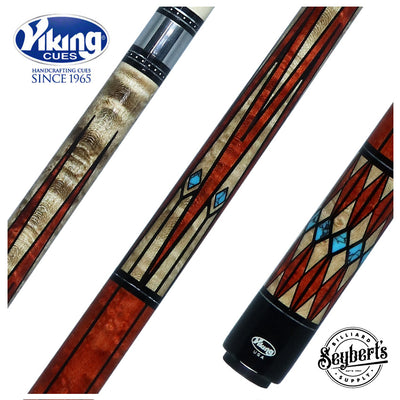 Viking Two-Feather Four Corners Pool Cue with Vikore Shaft - New Design