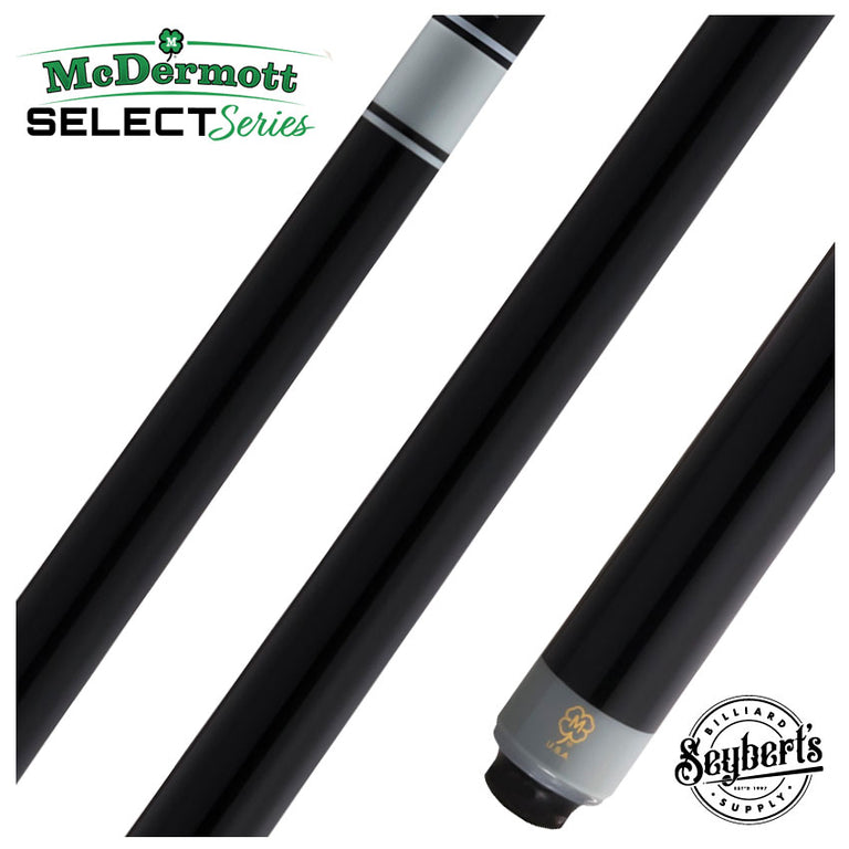 McDermott Select Series Black Painted Maple No Wrap Pool Cue with Defy Carbon Fiber Shaft