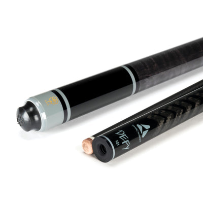 McDermott Select Series Black Painted Maple and Gray-Stained Maple No Wrap Pool Cue with Defy Carbon Fiber Shaft